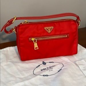 Prada Handbag, Red with Gold Hardware